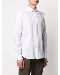 weißes Leinen Langarmhemd von Mp Massimo Piombo