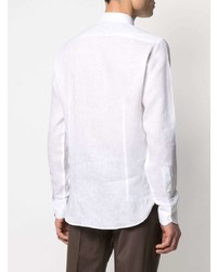 weißes Leinen Langarmhemd von Mp Massimo Piombo