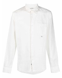weißes Leinen Langarmhemd von C.P. Company