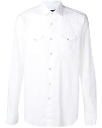 weißes Leinen Langarmhemd von Dell'oglio
