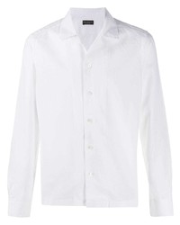 weißes Leinen Langarmhemd von Dell'oglio