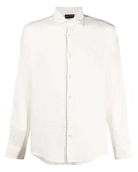 weißes Leinen Langarmhemd von Emporio Armani