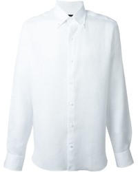 weißes Leinen Langarmhemd von Ermenegildo Zegna