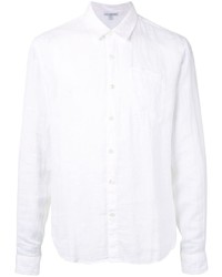 weißes Leinen Langarmhemd von James Perse