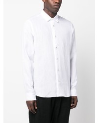 weißes Leinen Langarmhemd von Philipp Plein
