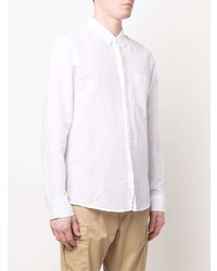 weißes Leinen Langarmhemd von Calvin Klein