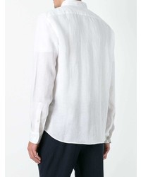 weißes Leinen Langarmhemd von Brunello Cucinelli