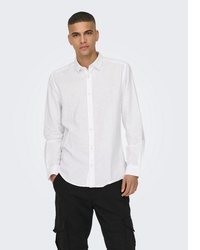 weißes Leinen Langarmhemd von ONLY & SONS