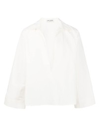 weißes Leinen Langarmhemd von Saint Laurent