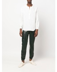 weißes Leinen Langarmhemd von Saint Laurent