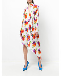 weißes Midikleid mit Blumenmuster von MSGM