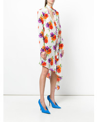 weißes Midikleid mit Blumenmuster von MSGM