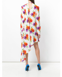 weißes Midikleid mit Blumenmuster von MSGM