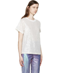 weißes Pailletten T-shirt von Ashish