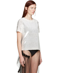 weißes Pailletten T-shirt von Ashish