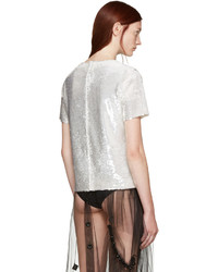 weißes Pailletten T-shirt von Ashish