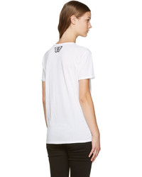 weißes Pailletten T-shirt von Alexander McQueen