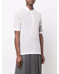 weißes Polohemd aus Netzstoff von Thom Browne