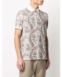 weißes Polohemd mit Paisley-Muster von Etro