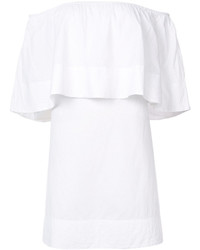 weißes schulterfreies Kleid mit Rüschen von Apiece Apart