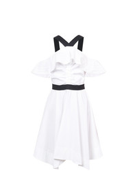 weißes schulterfreies Kleid mit Rüschen von Derek Lam 10 Crosby