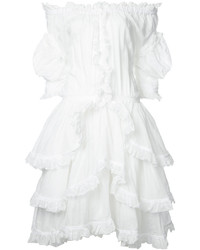 weißes schulterfreies Kleid mit Rüschen von Faith Connexion