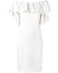 weißes schulterfreies Kleid mit Rüschen von P.A.R.O.S.H.