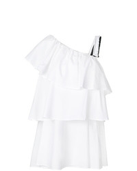 weißes schwingendes Kleid mit Rüschen von Au Jour Le Jour