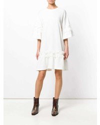 weißes schwingendes Kleid mit Rüschen von McQ Alexander McQueen