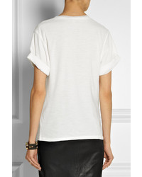 weißes Seide T-Shirt mit einem Rundhalsausschnitt von Burberry