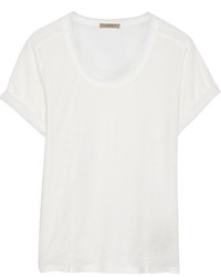 weißes Seide T-Shirt mit einem Rundhalsausschnitt von Burberry