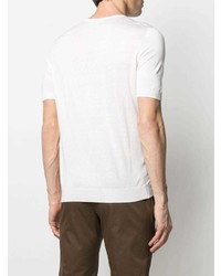 weißes Seide T-Shirt mit einem Rundhalsausschnitt von Tagliatore