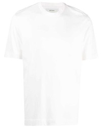 weißes Seide T-Shirt mit einem Rundhalsausschnitt von Z Zegna