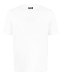 weißes Seide T-Shirt mit einem Rundhalsausschnitt von Zegna