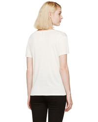 weißes Seide T-shirt von Saint Laurent