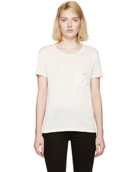 weißes Seide T-shirt von Saint Laurent