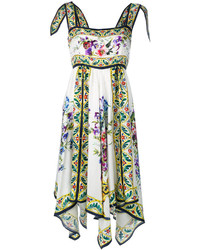 weißes Seidekleid mit Blumenmuster von Dolce & Gabbana