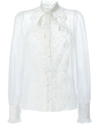 weißes Spitze Businesshemd von Dolce & Gabbana