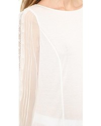 weißes Spitze Langarmshirt von Nina Ricci