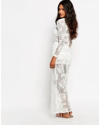 weißes Spitze Maxikleid von Boohoo