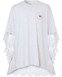 weißes Spitze T-Shirt mit einem Rundhalsausschnitt