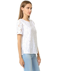 weißes Spitze T-Shirt mit einem Rundhalsausschnitt von AG Jeans