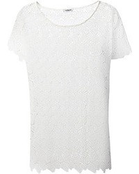 weißes Spitze T-Shirt mit einem Rundhalsausschnitt von Cacharel