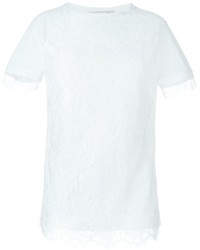 weißes Spitze T-Shirt mit einem Rundhalsausschnitt von Christopher Kane