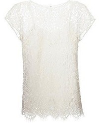 weißes Spitze T-Shirt mit einem Rundhalsausschnitt von Dolce & Gabbana