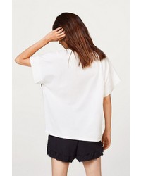 weißes Spitze T-Shirt mit einem Rundhalsausschnitt von edc by Esprit