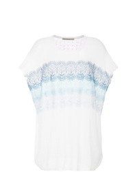 weißes Spitze T-Shirt mit einem Rundhalsausschnitt von Ermanno Ermanno