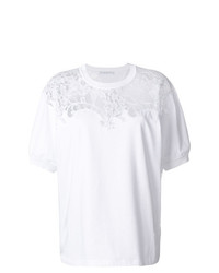 weißes Spitze T-Shirt mit einem Rundhalsausschnitt von Ermanno Ermanno
