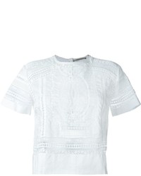 weißes Spitze T-Shirt mit einem Rundhalsausschnitt von Ermanno Scervino