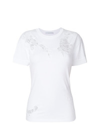 weißes Spitze T-Shirt mit einem Rundhalsausschnitt von Ermanno Scervino